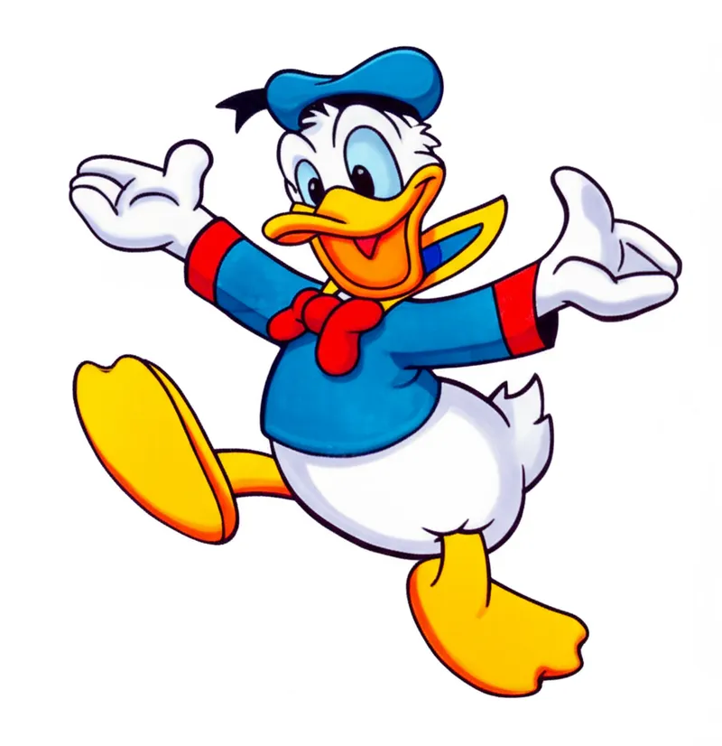 Energetic Donald Duck Coloring Page colored reference