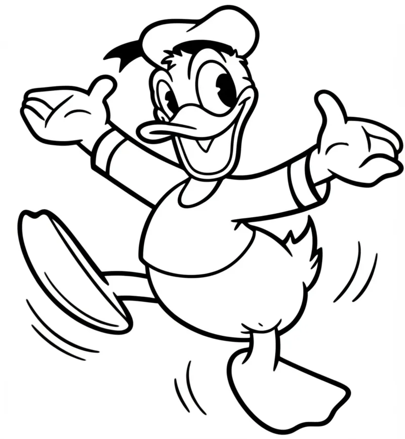 Energetic Donald Duck Coloring Page coloring page