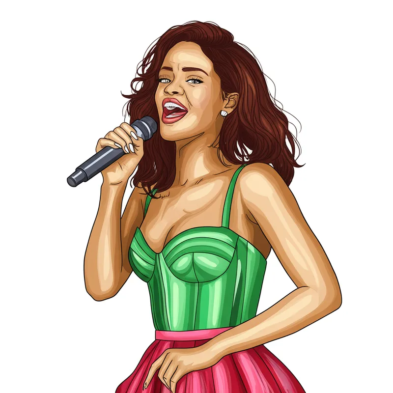 Dynamic Female Singer Coloring Page colored reference