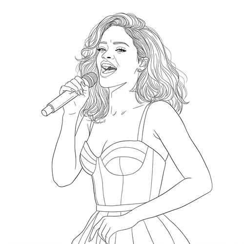 Dynamic Female Singer Coloring Page coloring page