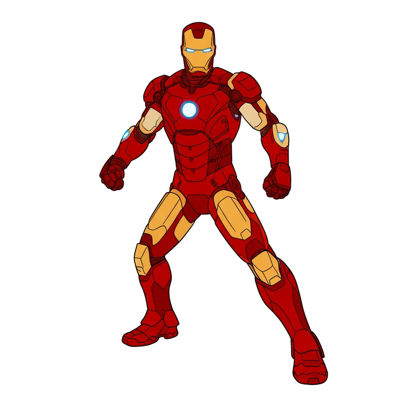 Dynamic Iron Man Coloring Page colored reference
