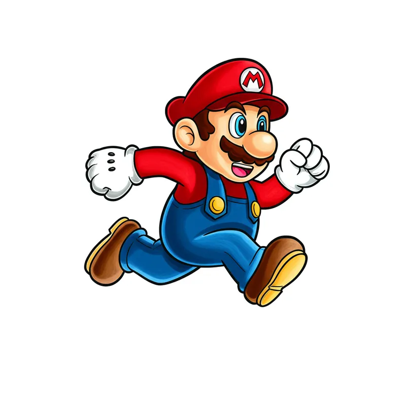 Dynamic Mario Running Coloring Page colored reference