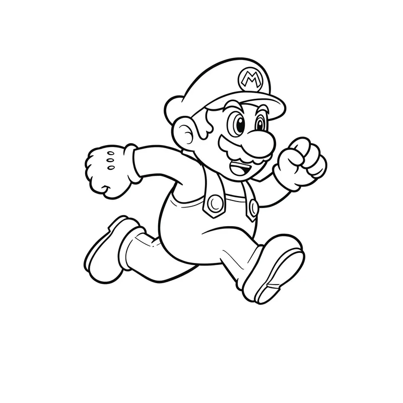 Dynamic Mario Running Coloring Page coloring page