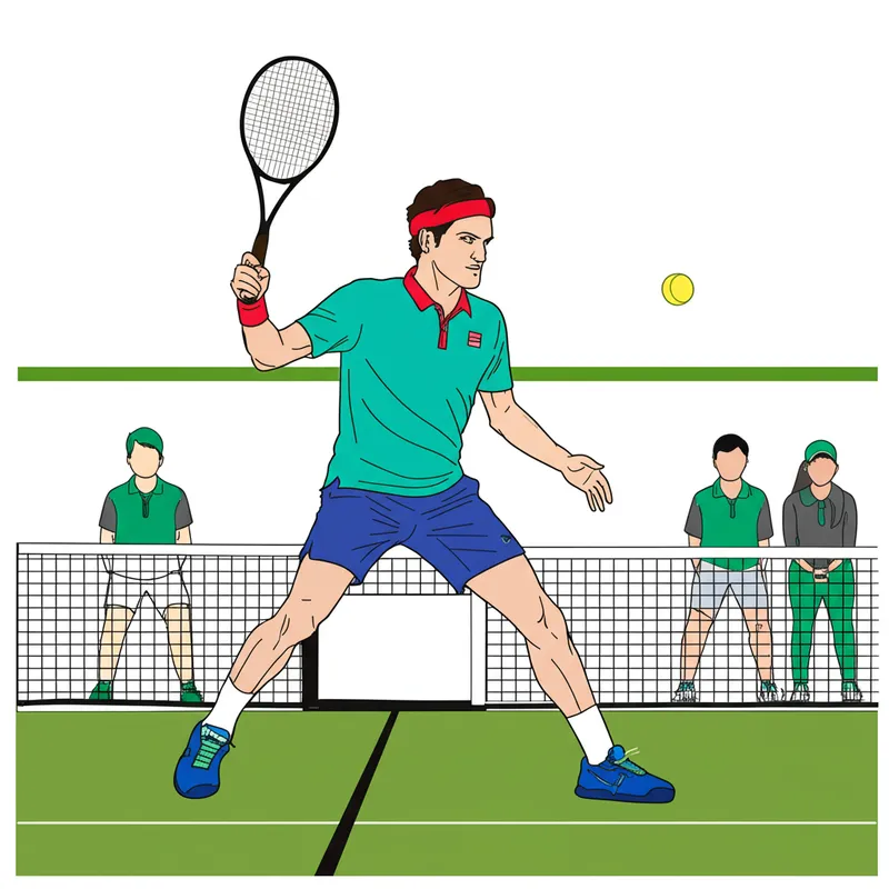 Dynamic Roger Federer Tennis Shot Coloring Page colored reference