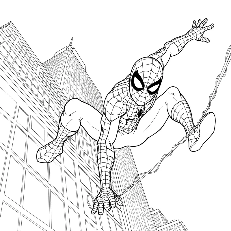 Dynamic Spider-Man Web-Slinging Coloring Page coloring page