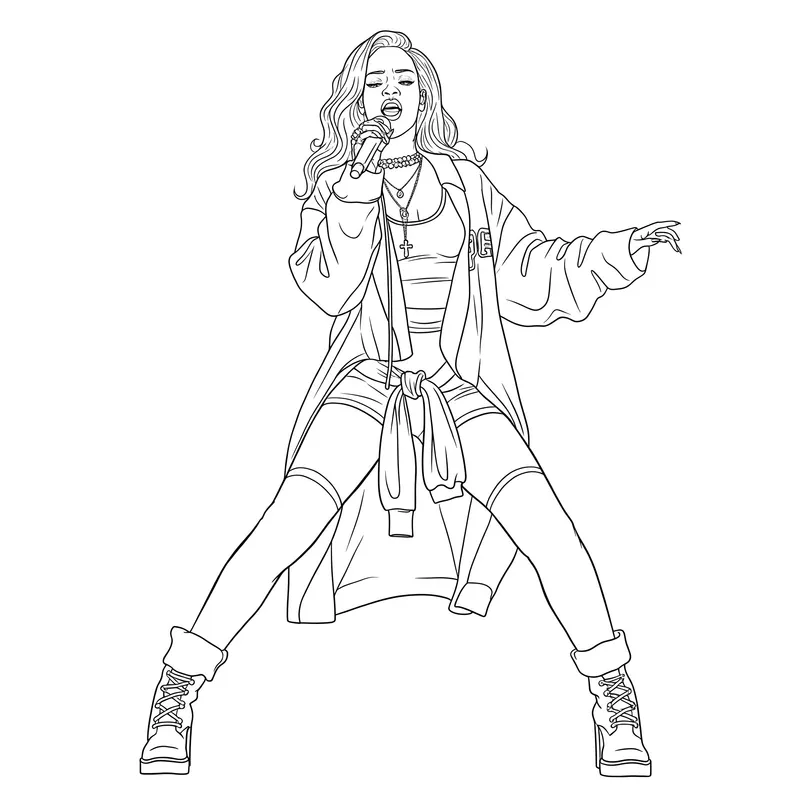 Dynamic Stage Singer Coloring Page coloring page