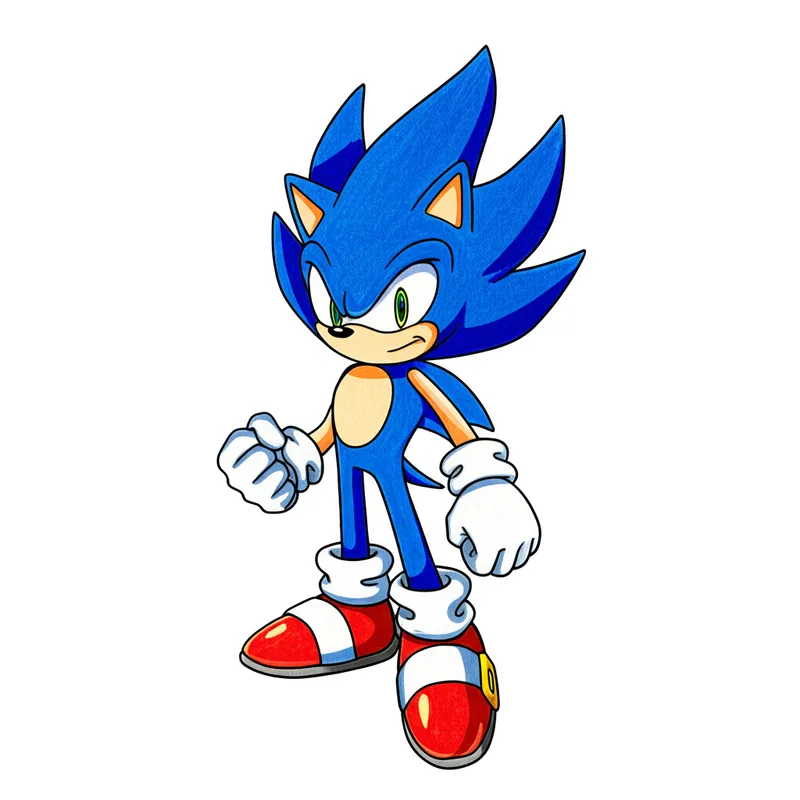 Dynamic Super Sonic Coloring Page colored reference