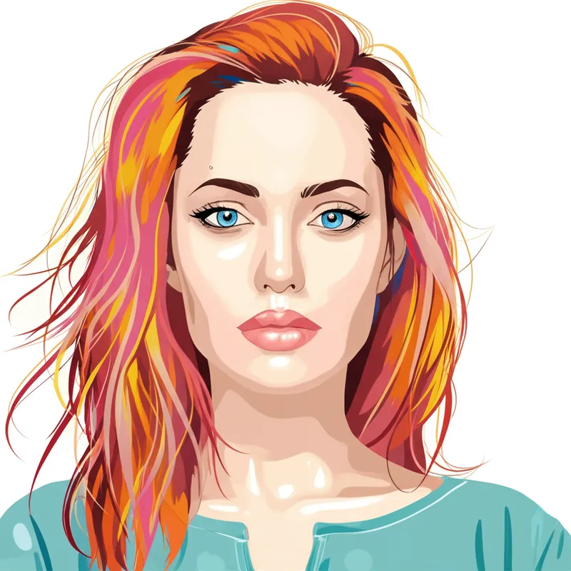 Elegant Angelina Jolie Portrait Coloring Page colored reference