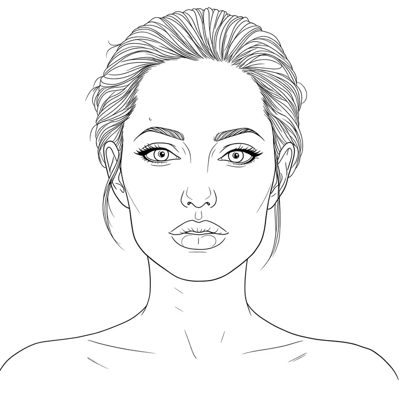 Elegant Angelina Jolie Portrait Coloring Page coloring page