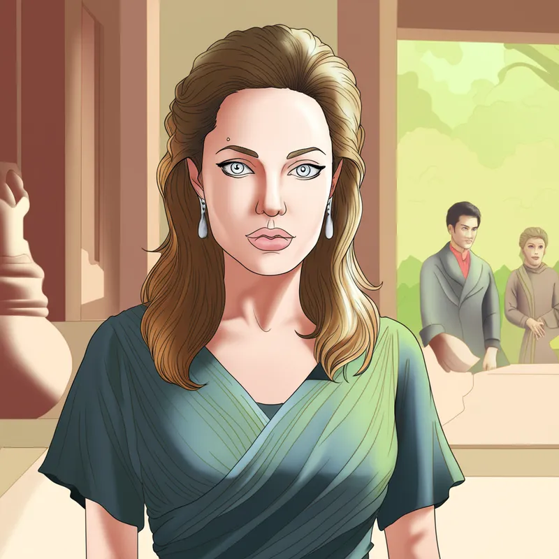 Elegant Angelina Jolie Coloring Page colored reference