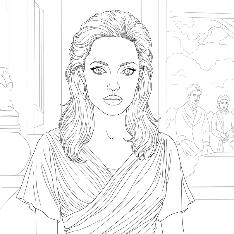 Elegant Angelina Jolie Coloring Page coloring page