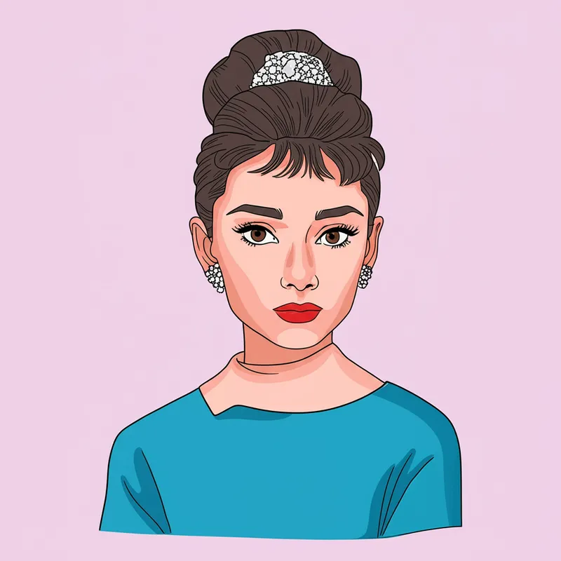 Elegant Audrey Hepburn Inspired Coloring Page colored reference
