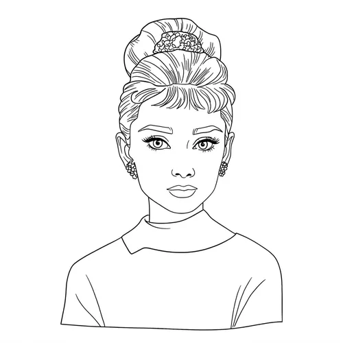 Elegant Audrey Hepburn Inspired Coloring Page coloring page
