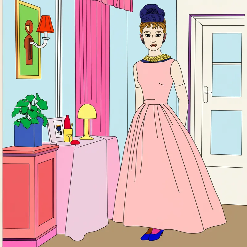 Elegant Audrey Hepburn Coloring Page colored reference