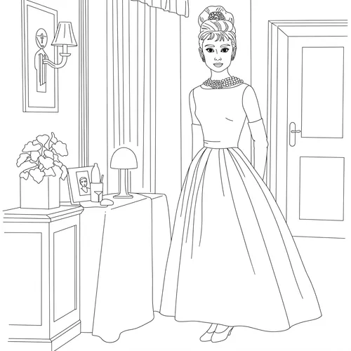 Elegant Audrey Hepburn Coloring Page coloring page