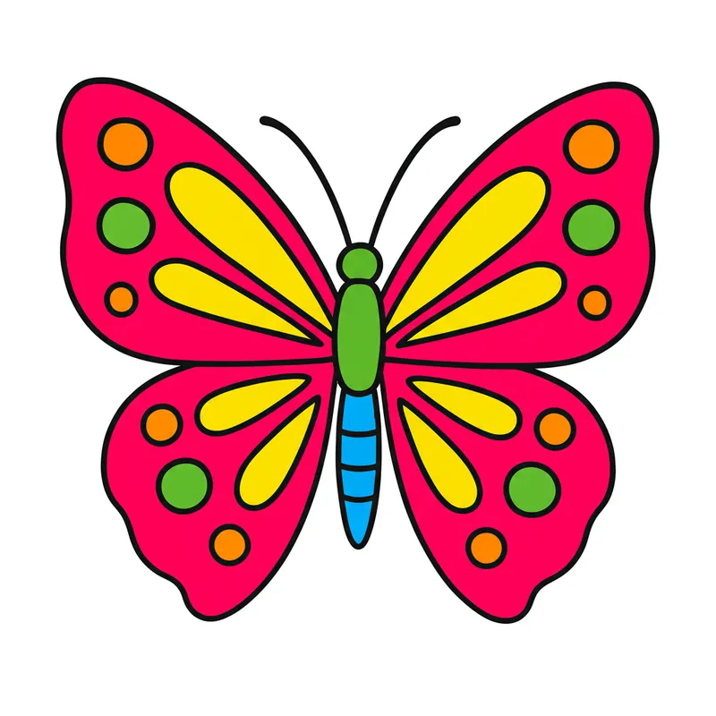 Elegant Butterfly Outline Coloring Page colored reference