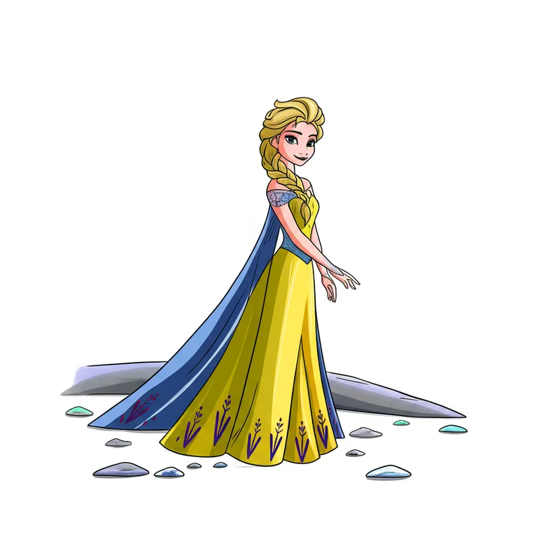 Elegant Elsa Frozen Coloring Page colored reference
