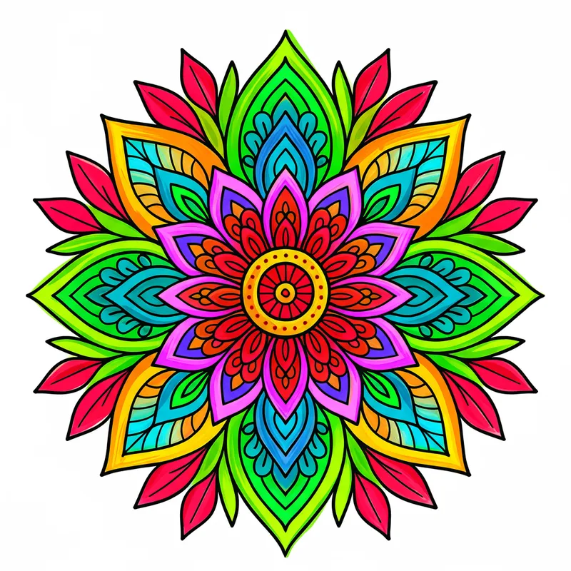 Elegant Flower Mandala Coloring Page colored reference