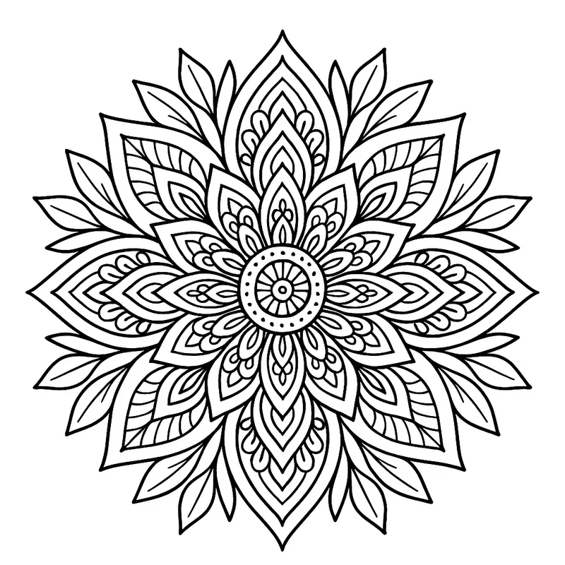 Elegant Flower Mandala Coloring Page coloring page