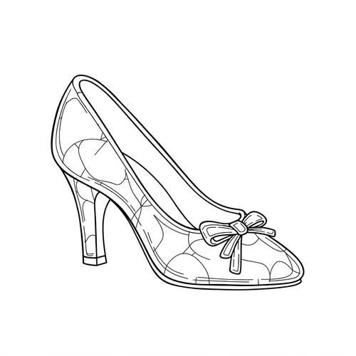Elegant High Heel Shoe with Bow Coloring Page coloring page