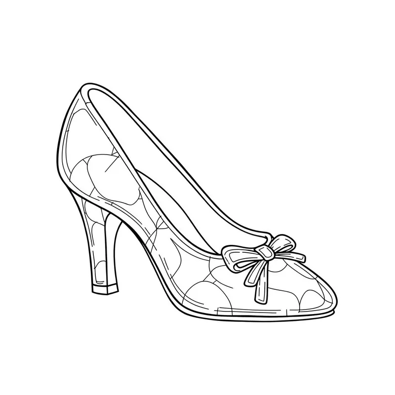 Elegant High Heel Shoe with Bow Coloring Page coloring page