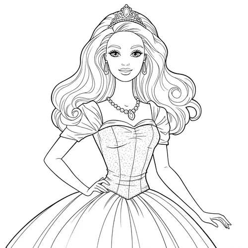 Elegant Princess Ballgown Coloring Page coloring page