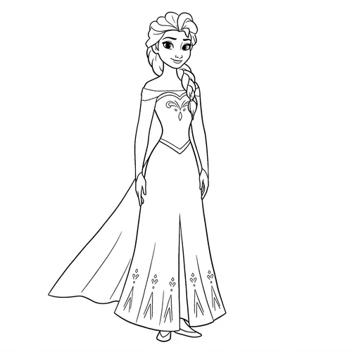 Elegant Queen Elsa Coloring Page coloring page