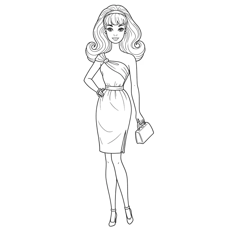 Elegant Retro Glam Fashion Coloring Page coloring page