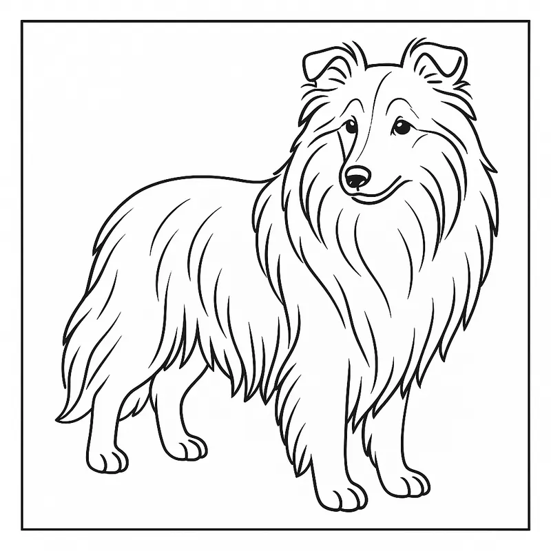 Elegant Shetland Sheepdog Coloring Page coloring page