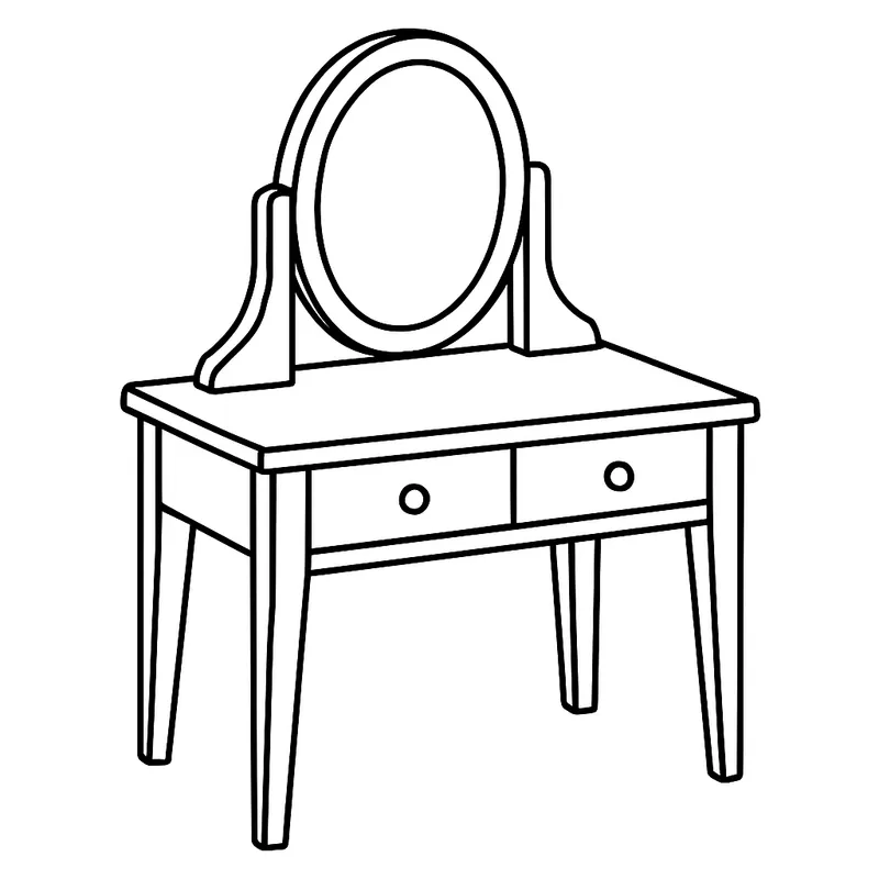 Elegant Vanity Table Coloring Page coloring page