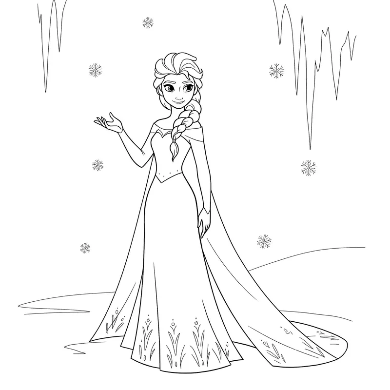 Magical Elsa Frozen Coloring Page coloring page