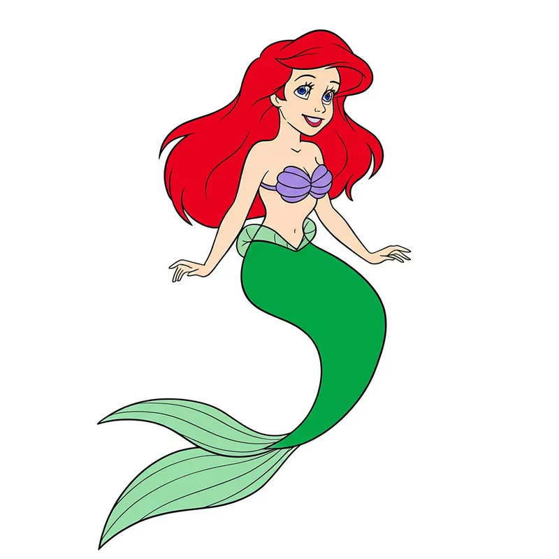 Enchanting Ariel Mermaid Coloring Page colored reference