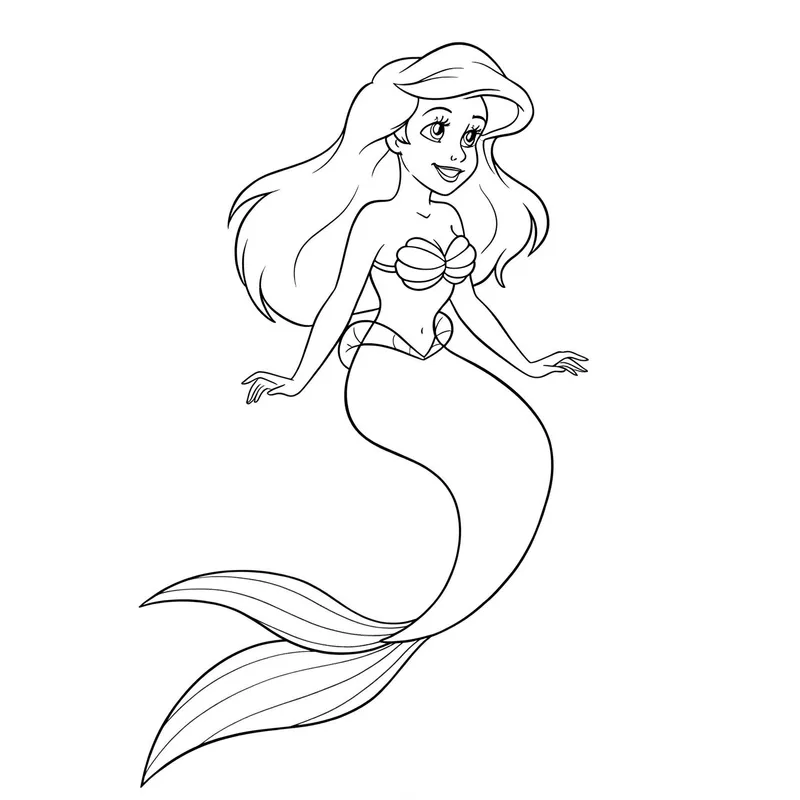 Enchanting Ariel Mermaid Coloring Page coloring page