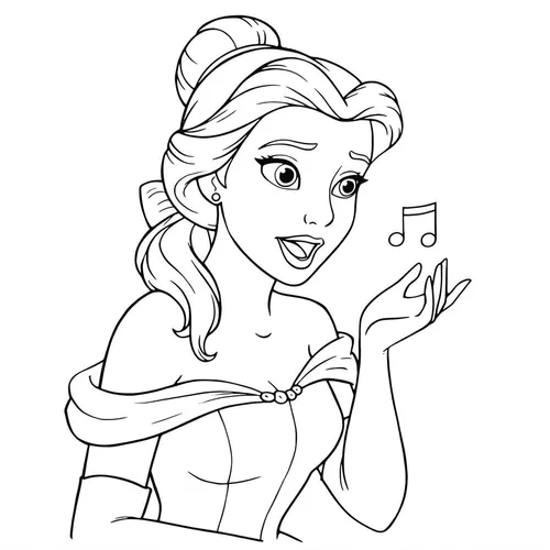Enchanting Belle Singing Coloring Page coloring page