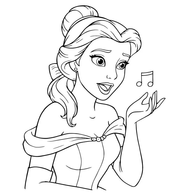 Enchanting Belle Singing Coloring Page coloring page