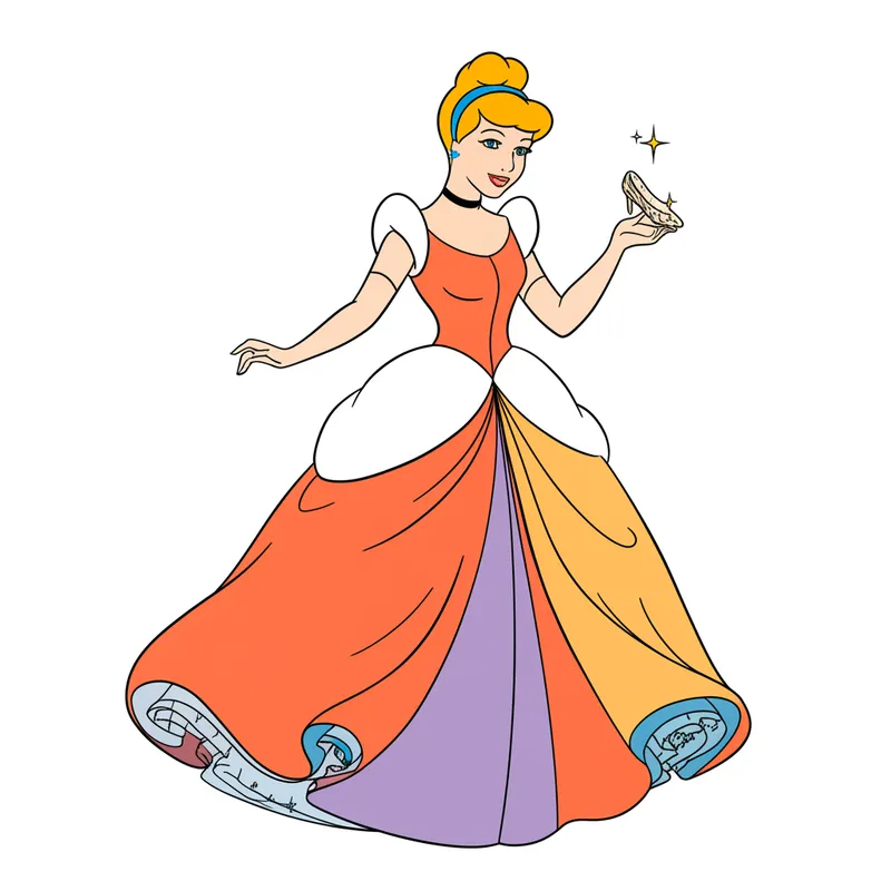 Enchanting Cinderella Glass Slipper Coloring Page colored reference