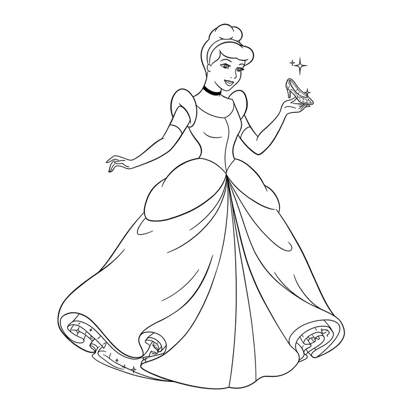 Enchanting Cinderella Glass Slipper Coloring Page coloring page