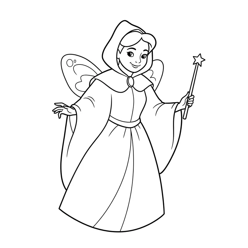 Enchanting Fairy Godmother Coloring Page coloring page