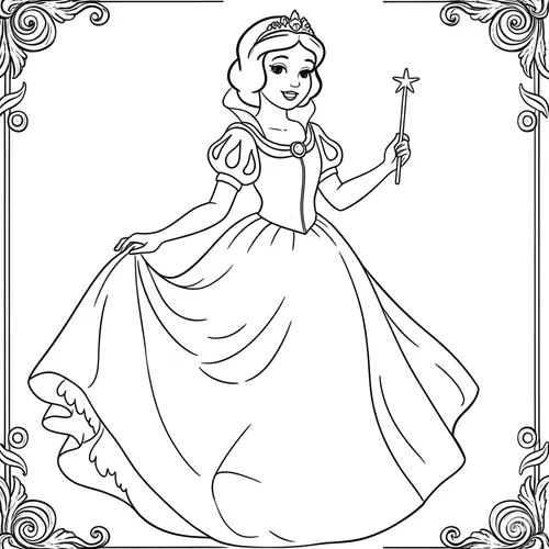 Enchanting Princess with Wand Coloring Page coloring page