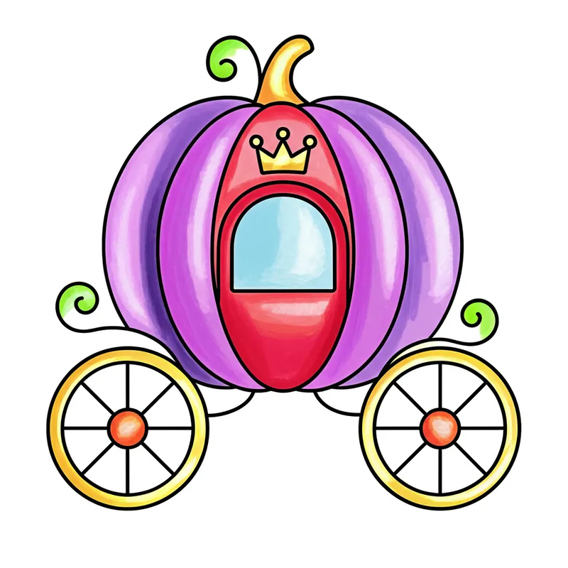 Enchanting Pumpkin Carriage Coloring Page colored reference