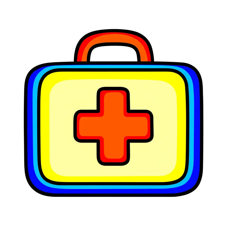 Essential First Aid Kit Coloring Page colored reference