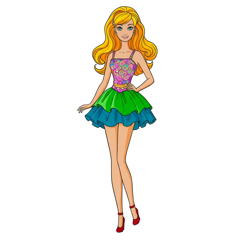 Fashion Fun Barbie Coloring Page colored reference