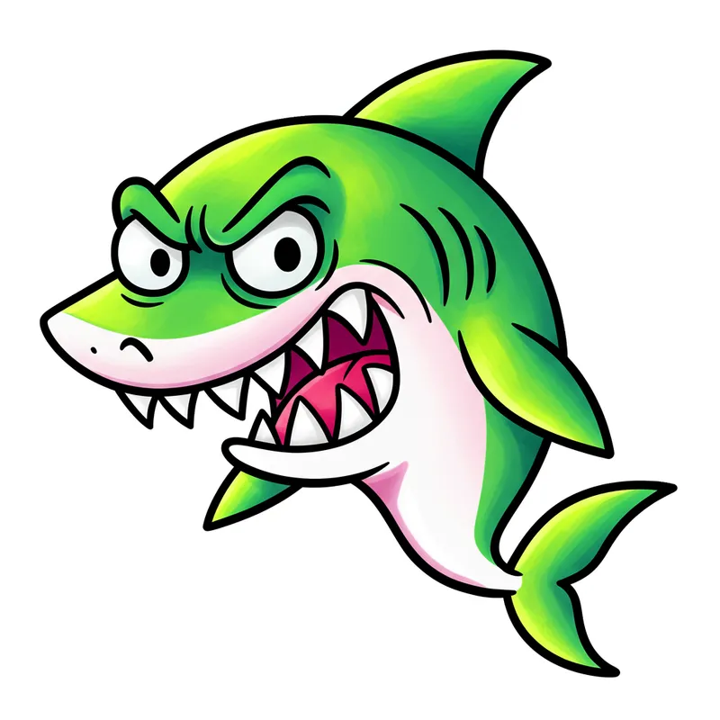 Ferocious Cartoon Shark Coloring Page colored reference