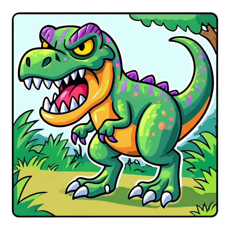 Ferocious T-Rex Roar Coloring Page colored reference