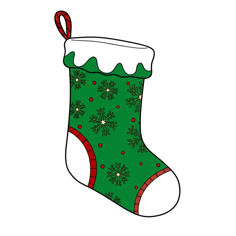 Festive Christmas Stocking Coloring Page colored reference