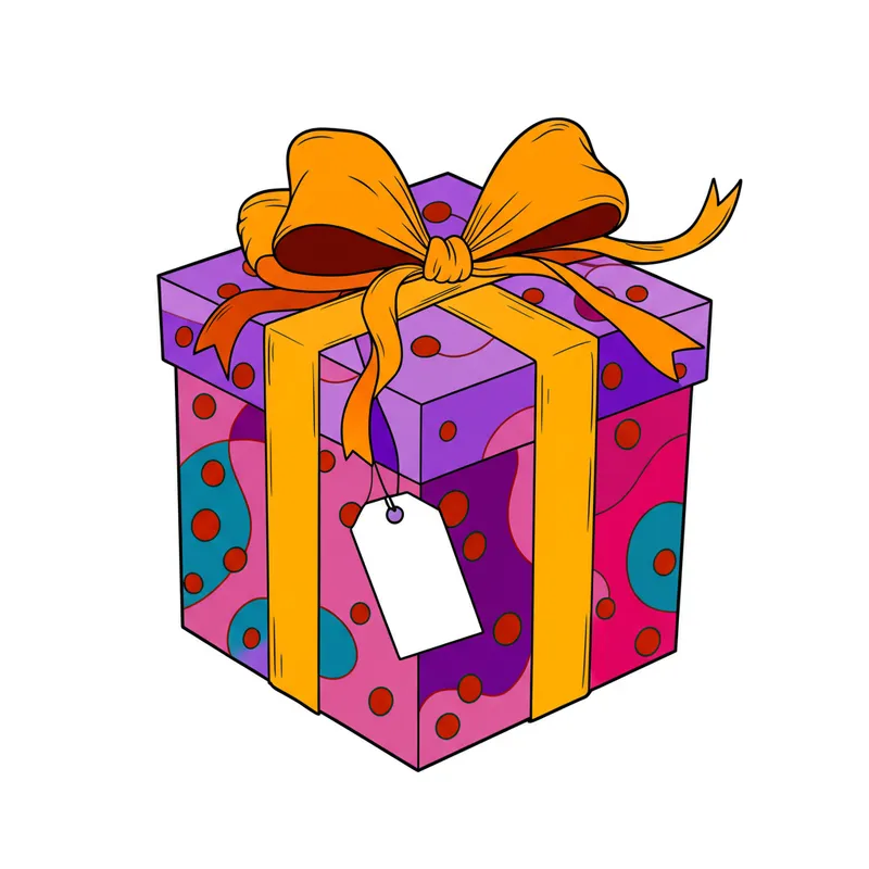 Festive Gift Box Coloring Page colored reference