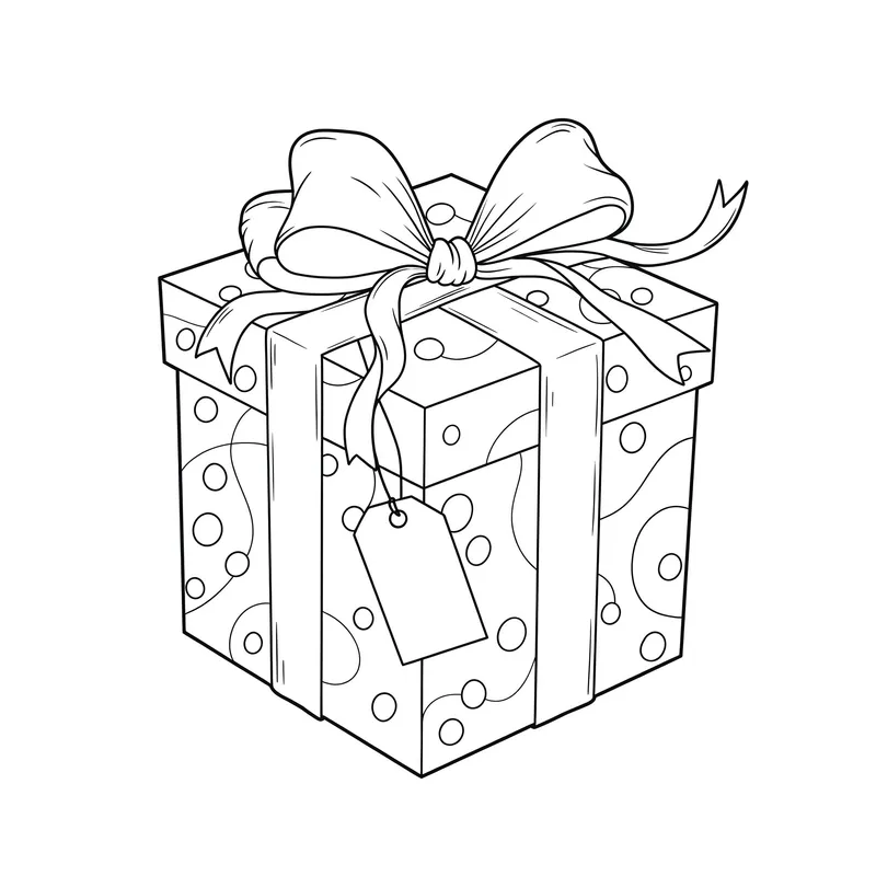 Festive Gift Box Coloring Page coloring page