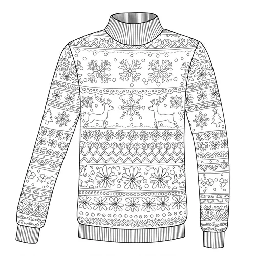 Festive Ugly Christmas Sweater Coloring Page coloring page
