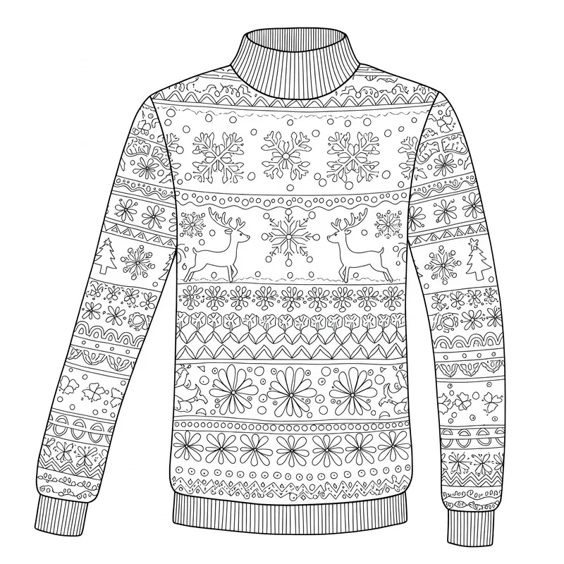 Festive Ugly Christmas Sweater Coloring Page coloring page