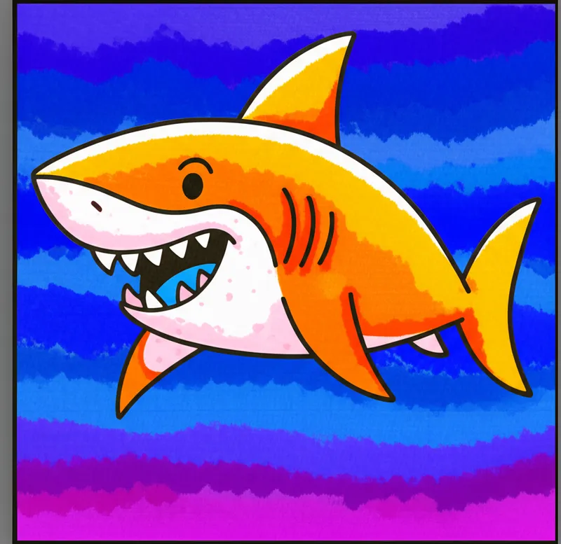Friendly Shark Grin Coloring Page colored reference